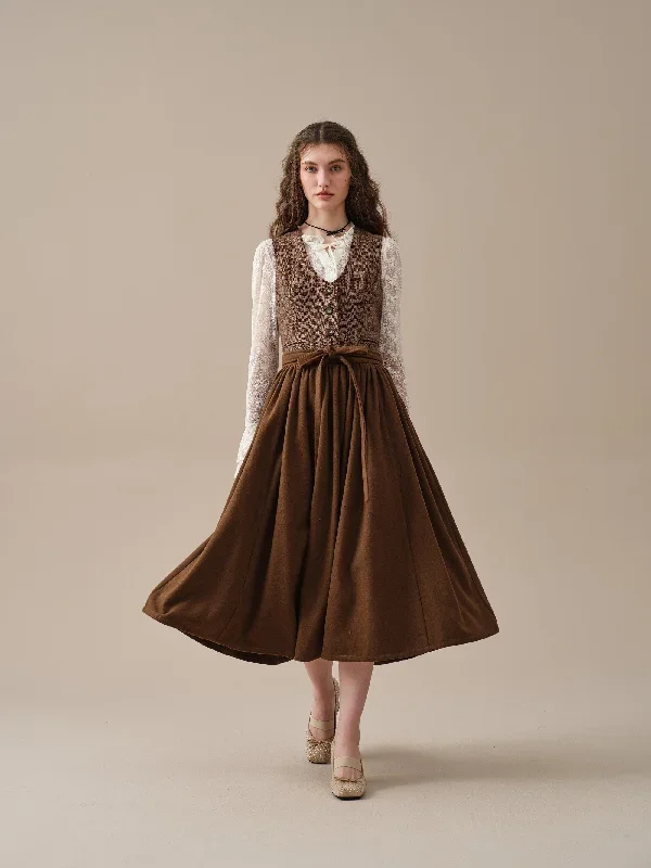 belted-wool-skirt-brown-skirt-pleated-wool-skirt-midi-wool-skirt-vintage-skirt-winter-warm-skirt-pockets-skirt-linennaive