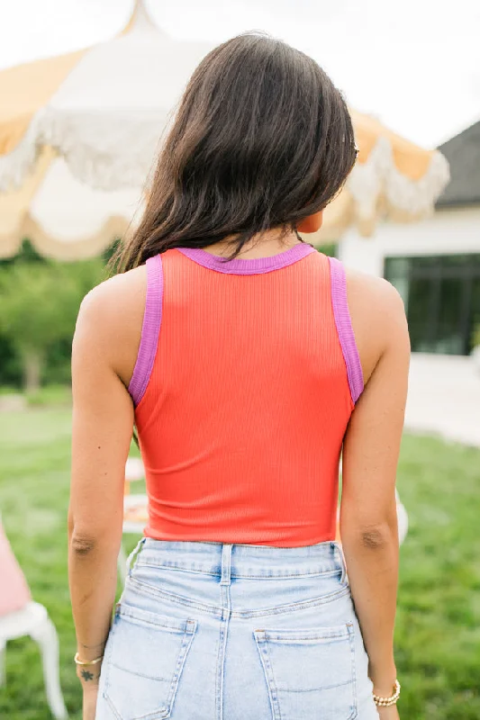 bite-the-bullet-coral-color-block-trim-high-neck-tank-bodysuit