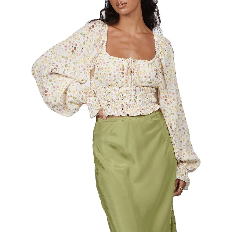 bobby-womens-floral-smocked-crop-top