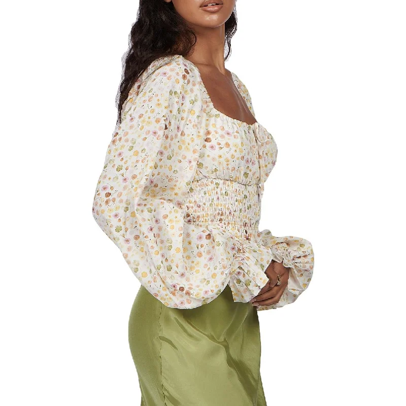 bobby-womens-floral-smocked-crop-top