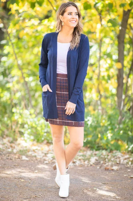 brown-and-navy-plaid-knit-skirt