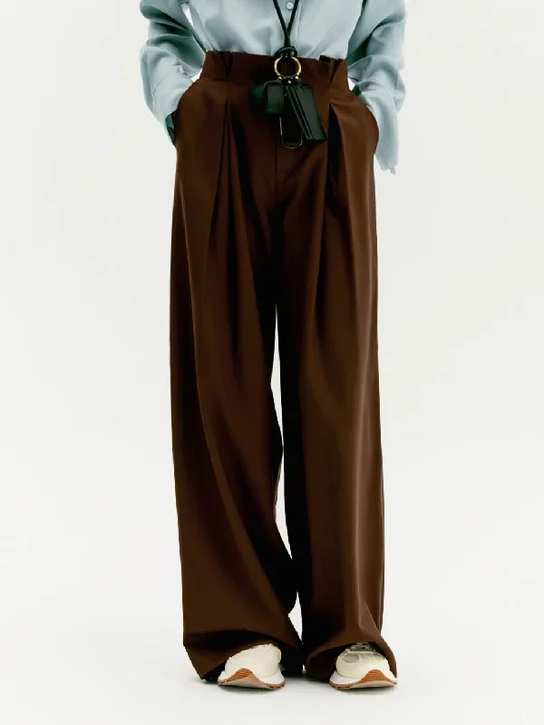 BerryBetty - Caramel Pleat Wide Leg Pants