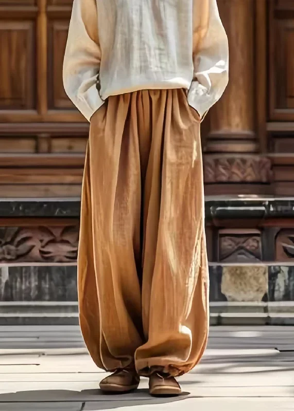 casual-khaki-pockets-tie-waist-wide-leg-pants-summer