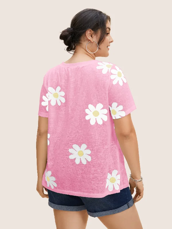 colored-floral-v-neck-see-through-t-shirt