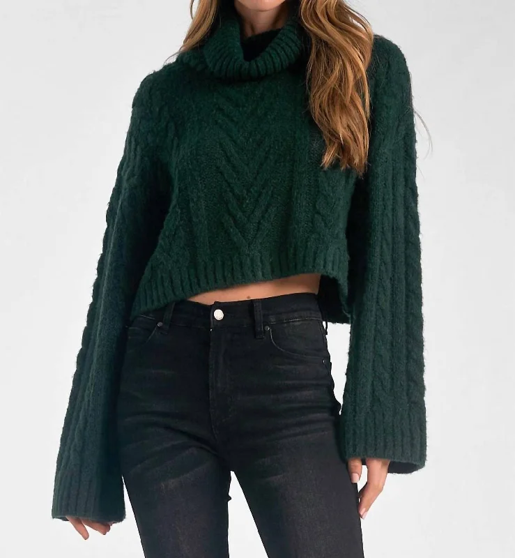 Cowl Neck Sweater In Green