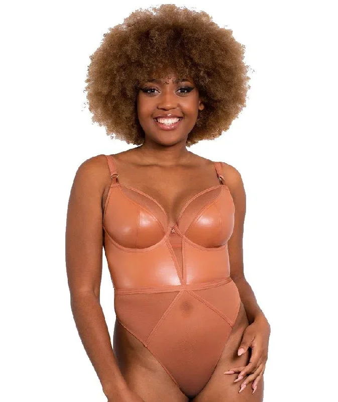 Curvy Kate Lucky Star Underwire Plunge Bodysuit - Tan