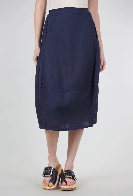 Linen Side-Pleat Skirt, Night Sky