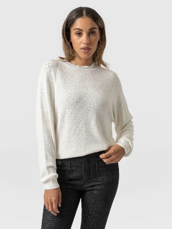 Diamond Knit Sweater - White