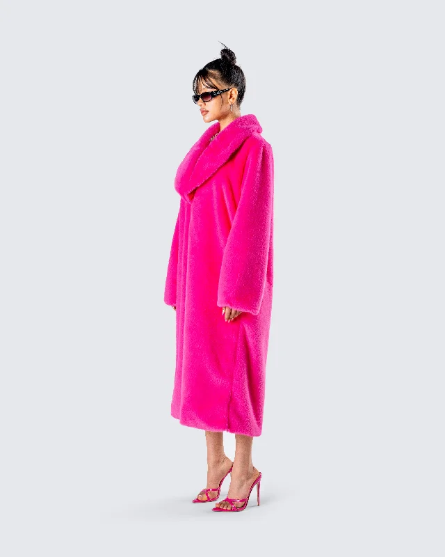 dorinne-hot-pink-vegan-fur-coat