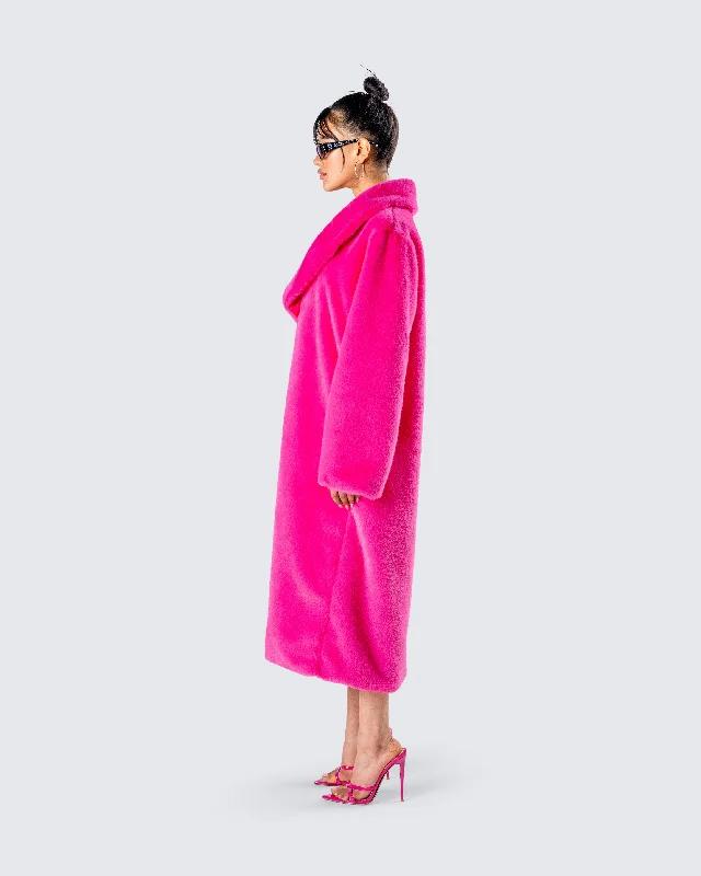 dorinne-hot-pink-vegan-fur-coat