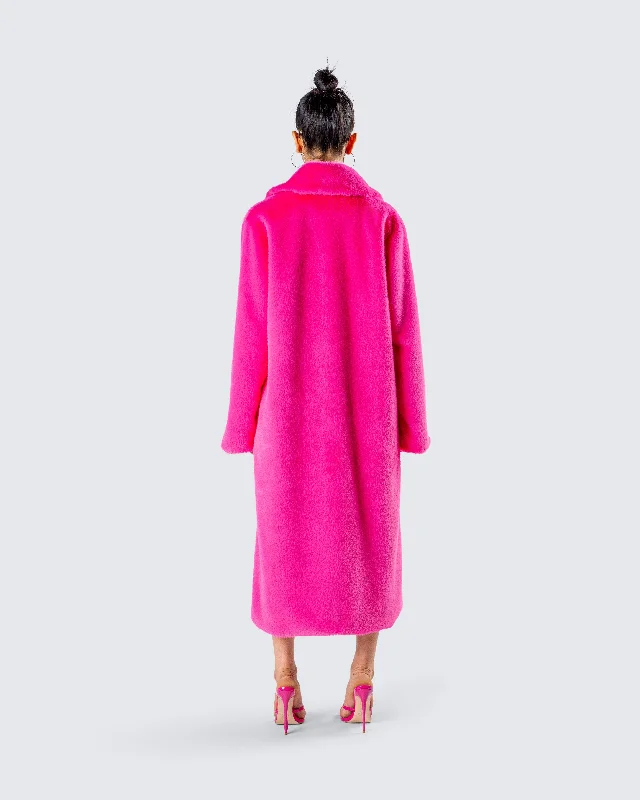 dorinne-hot-pink-vegan-fur-coat