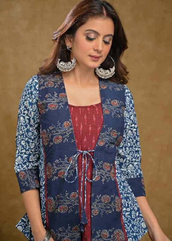 Elegant Indigo And Ajrakh Combination Jacket