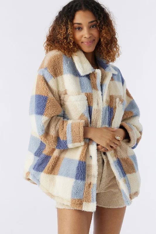 HEATH PLAID HIGH PILE FLEECE JACKET