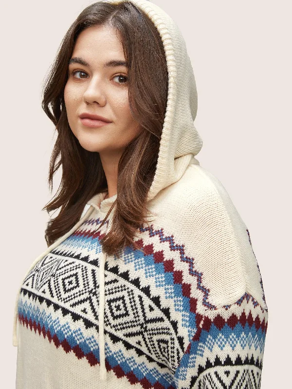 geometric-jacquard-drop-shoulder-drawstring-pullover