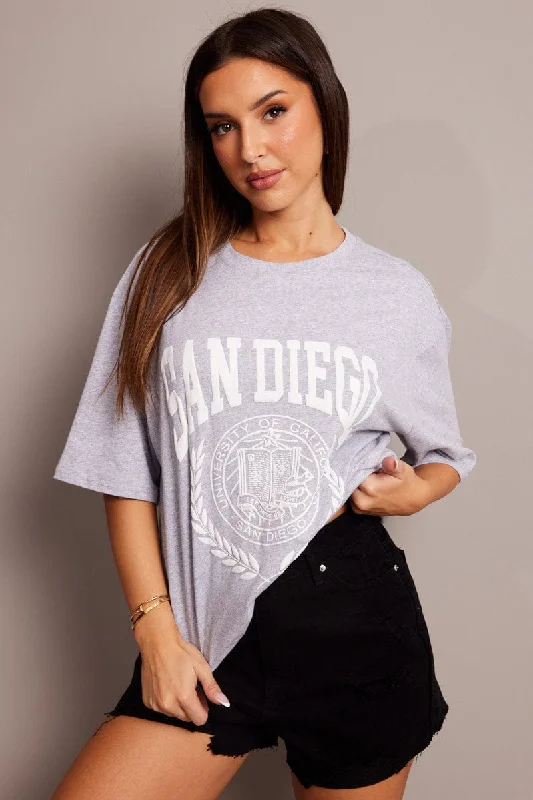 Grey Graphic Tee Short Sleeve