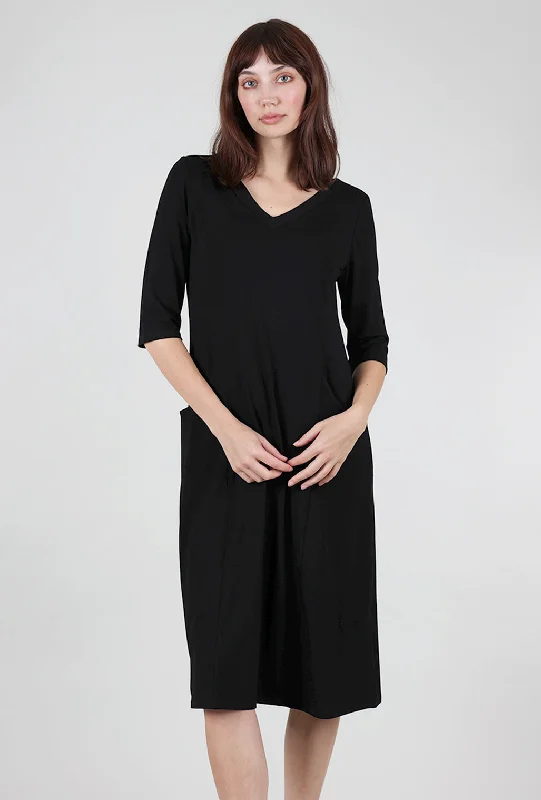 Core Travel Elbow Sleeve Dress, Black