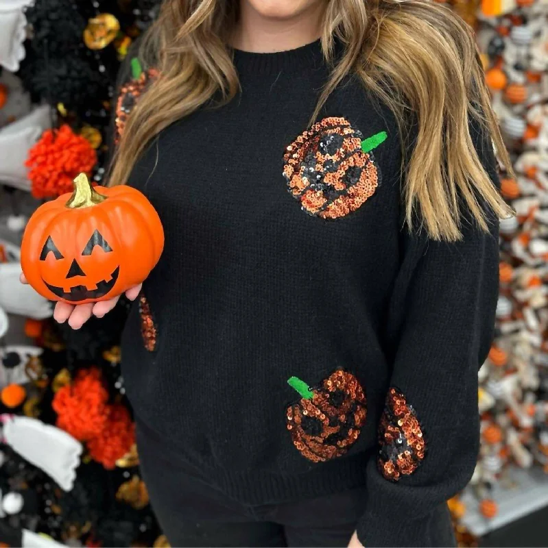 Hallo-Queen Pumpkin Sweater In Black