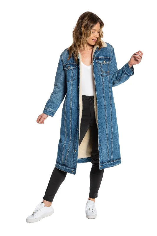 Faux Sherpa Lined Trucker Jean Jacket