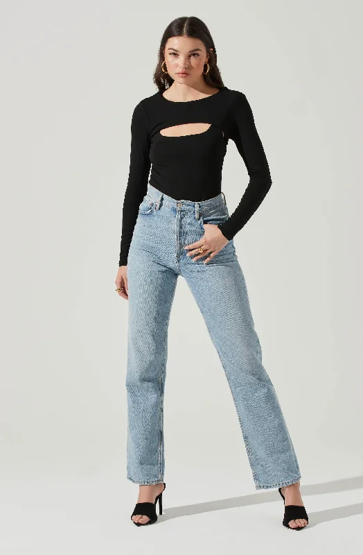 long-sleeve-cutout-front-bodysuit