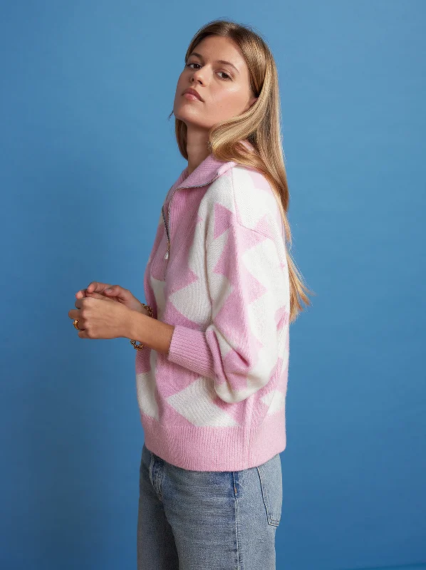 lorna-pink-zigzag-half-zip-sweater