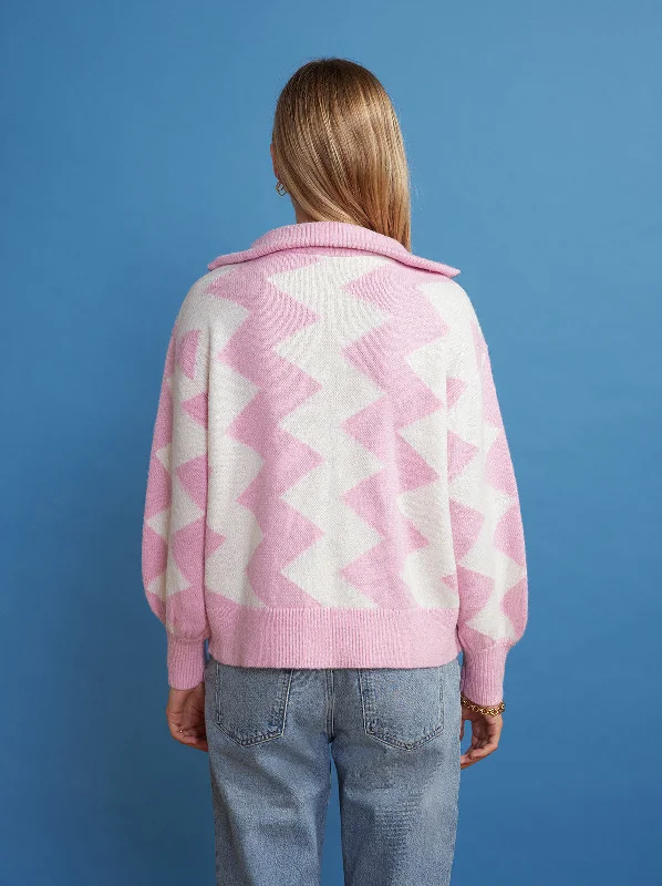 lorna-pink-zigzag-half-zip-sweater