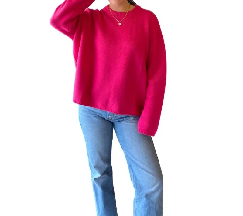 Lou Cashmere Sweater In Hibiscus