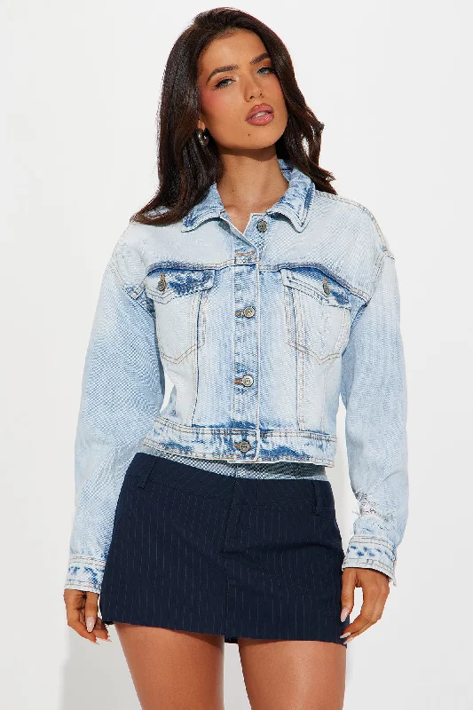 Lucky Girl Denim Trucker Jacket - Light Wash