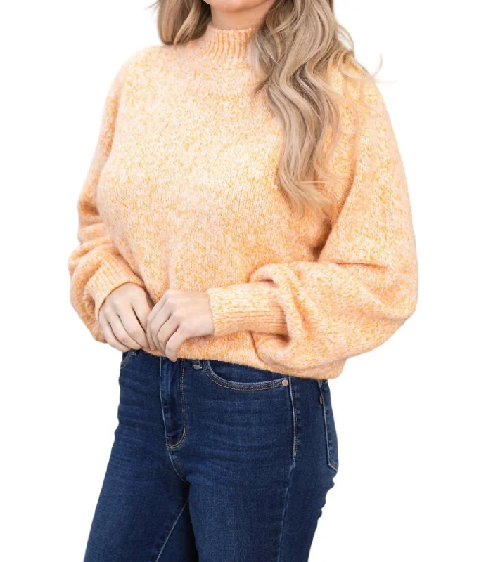 Marled Pullover Sweater In Orange