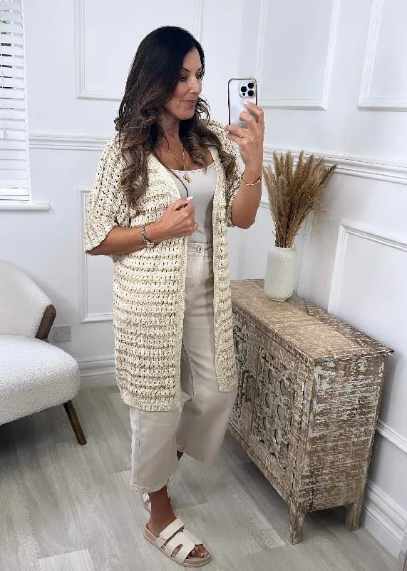 Meira Beige Stripe Cardigan