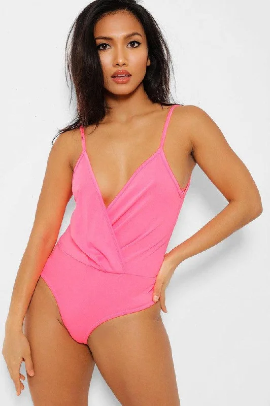 neon-pink-deep-plunge-wrap-bodysuit