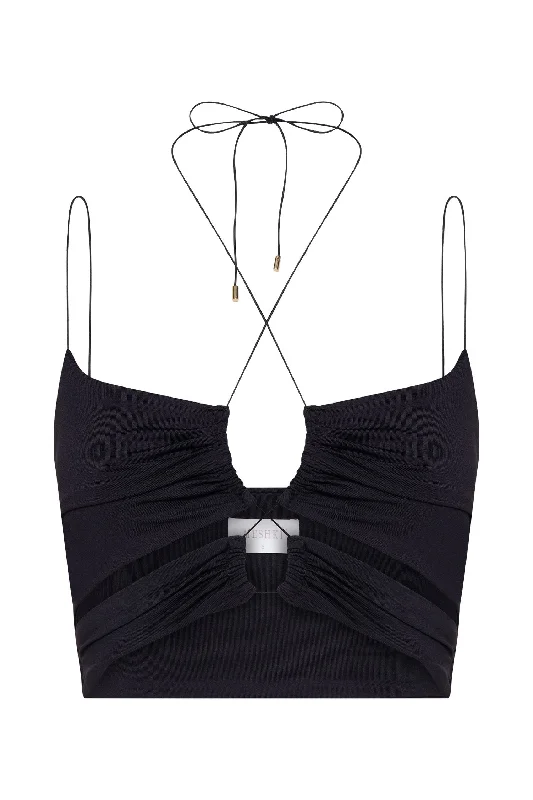 phoenix-cut-out-ruched-crop-top-black