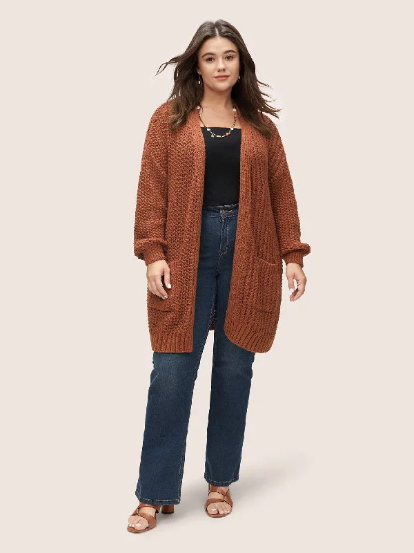 plain-dual-pocket-open-front-cardigan