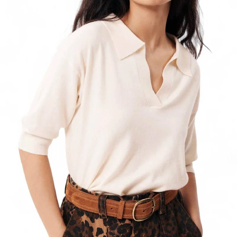 Plume Soft Knit Short Sleeve Sweater In Beige