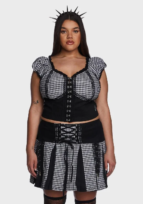 Plus Black And White Bo Peep Crop Top