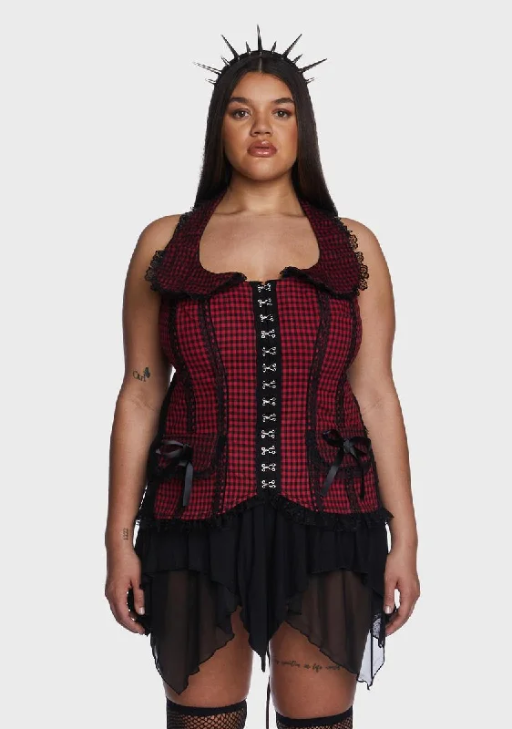 Plus Black And Red Bo Peep Halter Corset