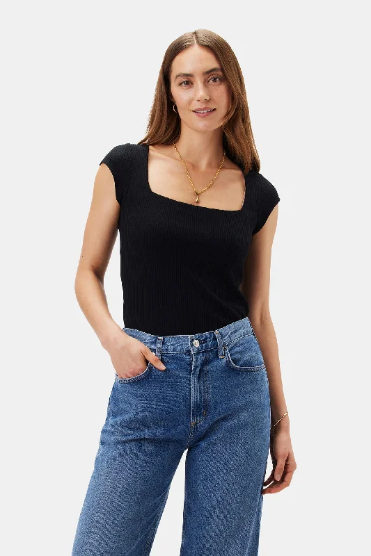 Poppy Paris Rib Tee - Black