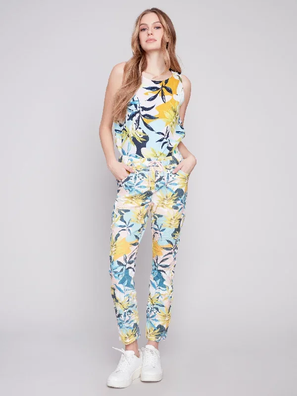 Printed Crinkle Jogger Pants - Resort