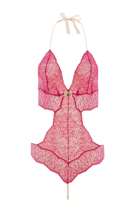 Red bodysuit with single pearl string - Sydney Body Single