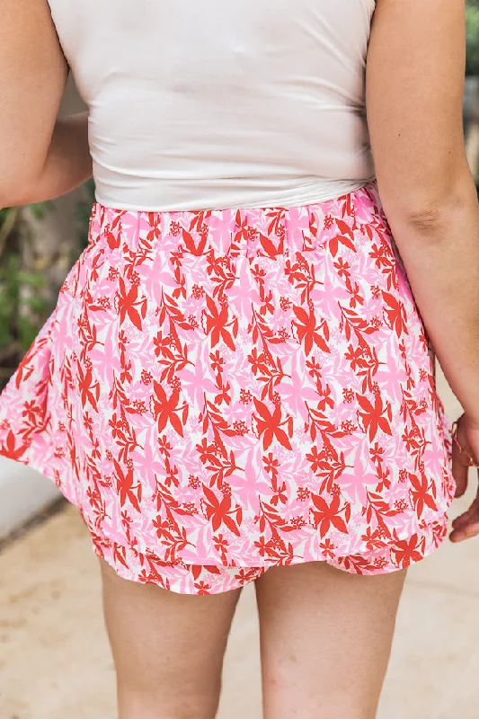 red-pink-floral-flounce-shorts