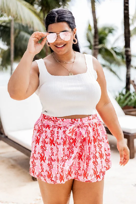 red-pink-floral-flounce-shorts