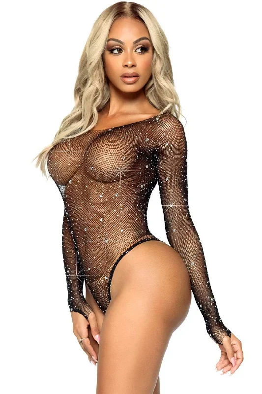 Rhinestone Stars Fishnet Bodysuit