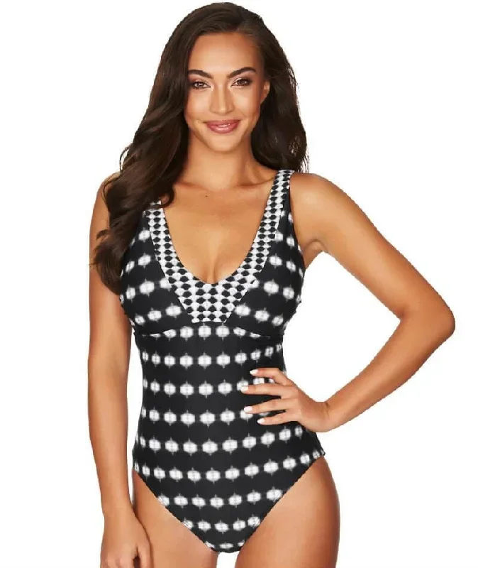 Sea Level Bandhani Tank Style D-DD Cup One Piece Swimsuit - Black