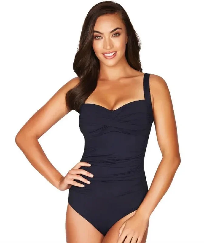 Sea Level Essentials Twist Front B-DD Cup One Piece Swimsuit - Night Sky Navy