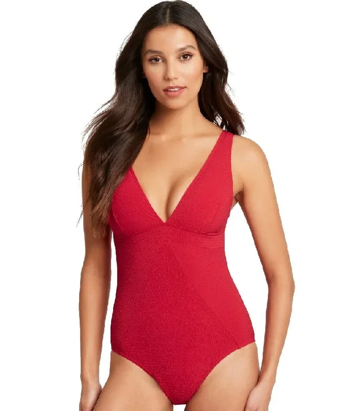 Sea Level Messina Panel Line B-DD Cup One Piece Swimsuit - Red