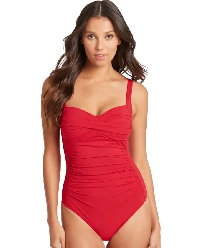 Sea Level Messina Twist Front B-DD Cup One Piece Swimsuit - Red