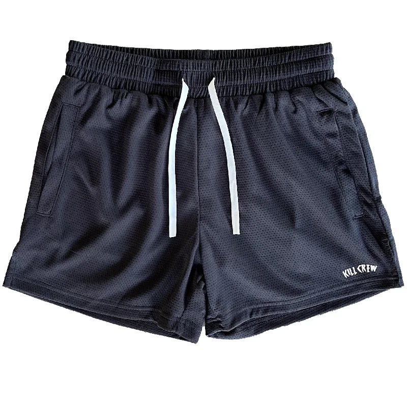 SIMPLE MUAY THAI SHORTS (MID THIGH CUT) - BLACK / WHITE