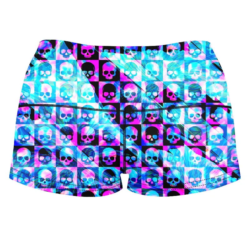 skull-fam-blue-high-waisted-womens-shorts