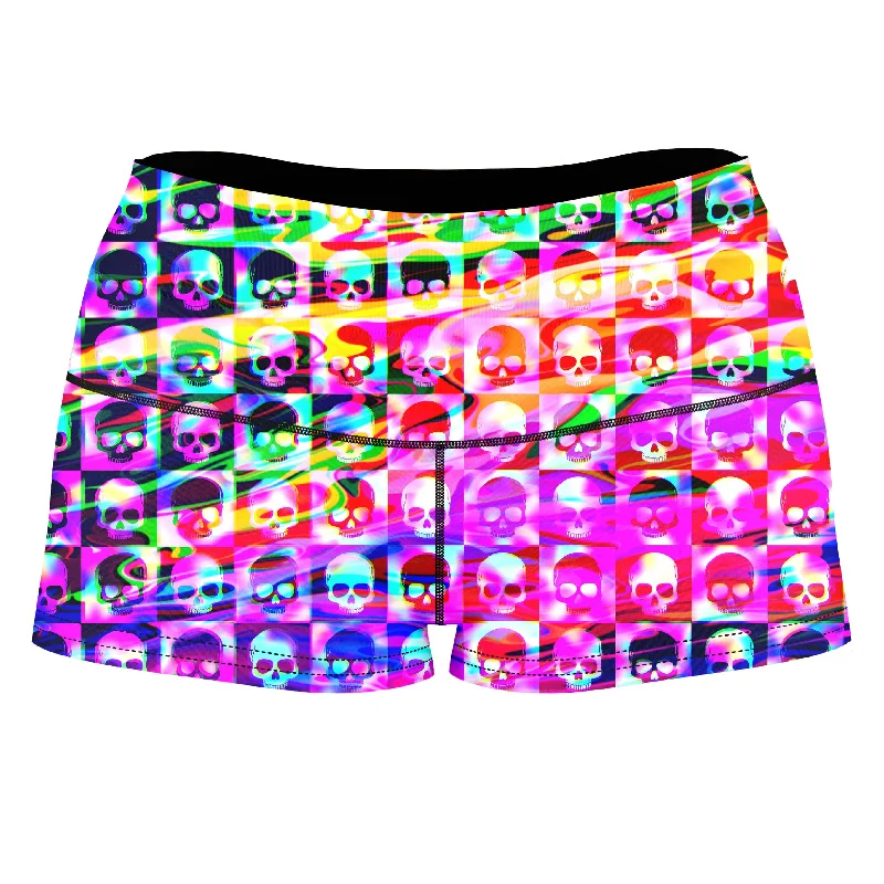 Skull Fam Purple High-Waisted Women's Shorts