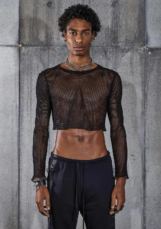 Snare Chunky Fishnet Long Sleeve Crop Top