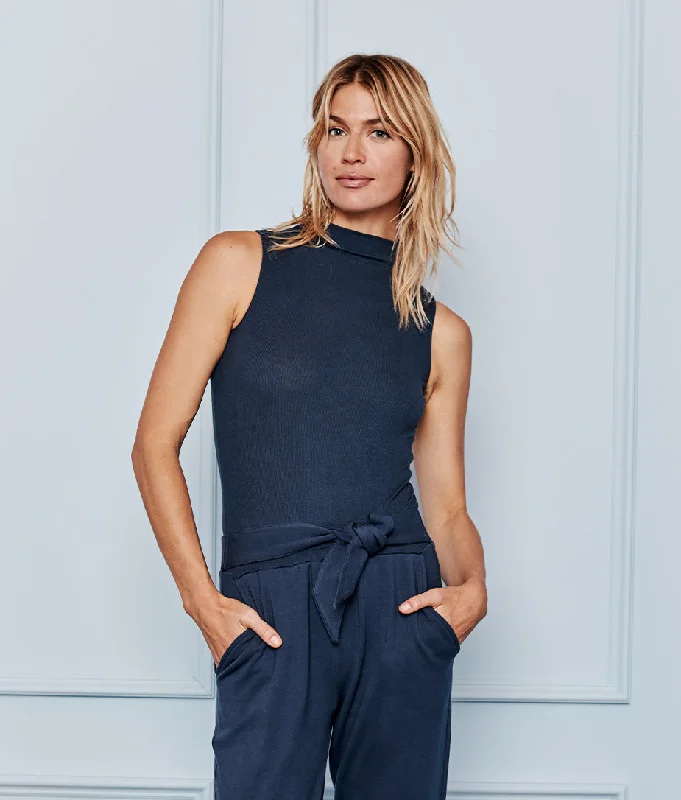 The Sleeveless Day to Night Bodysuit: TENCEL™ Edition - Midnight